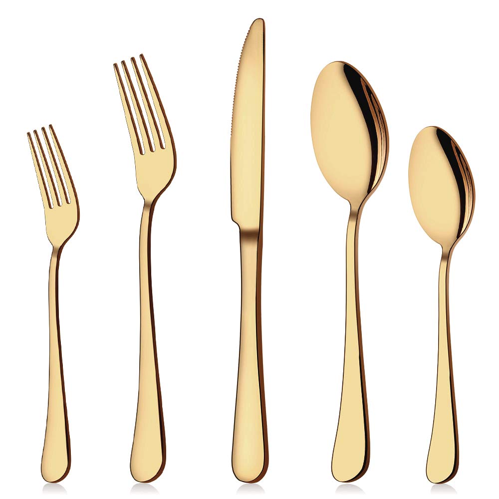 Aisoso gold dinner knives highlight luxurious finish ideal for formal dining