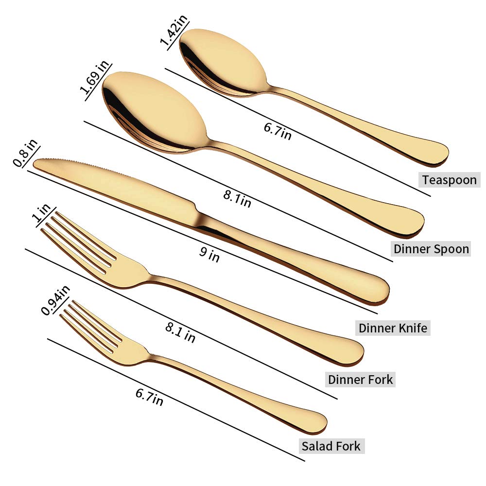 Aisoso gold dinner spoons offer balanced weight for comfortable use