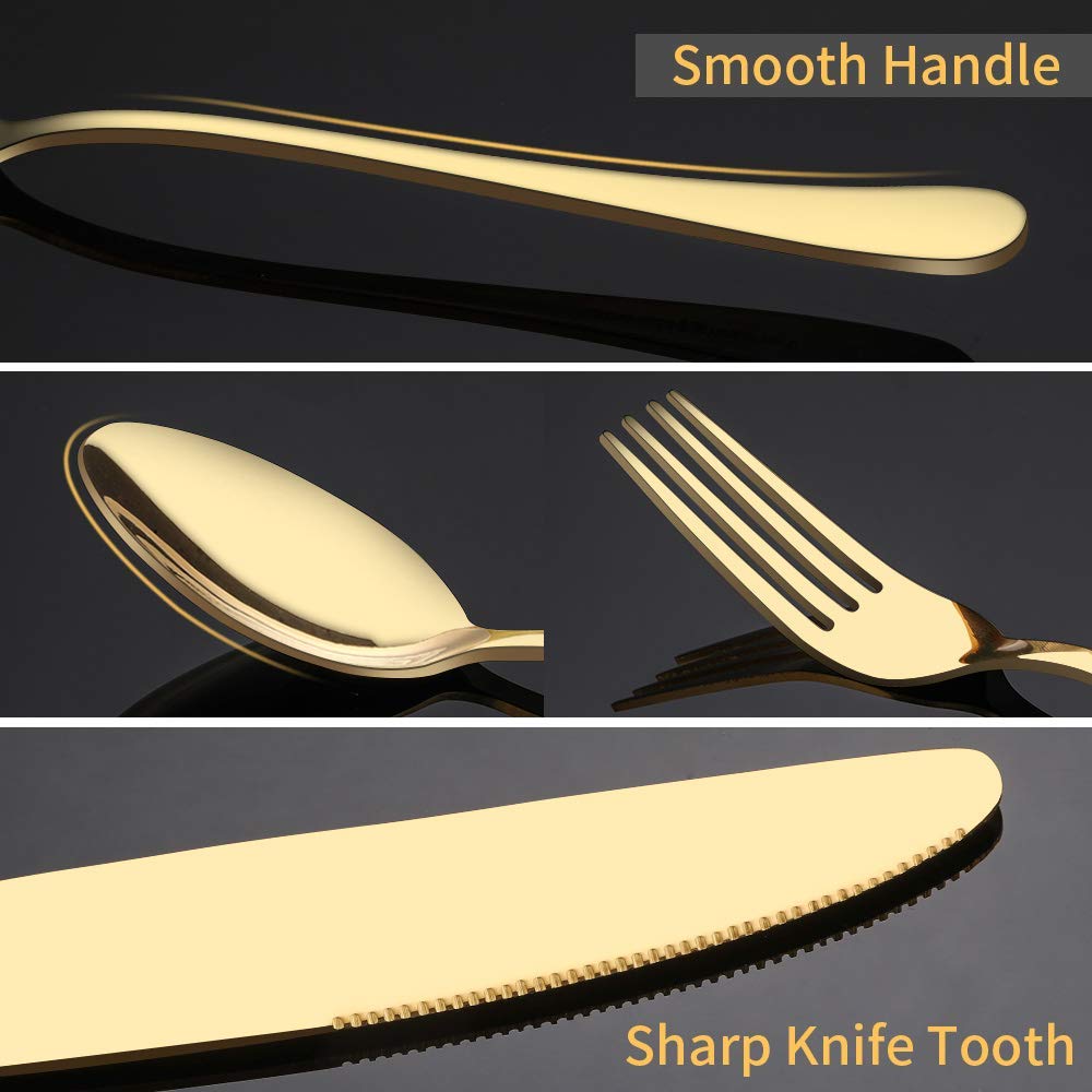 Aisoso gold dinner spoons close-up with generous bowls for soups