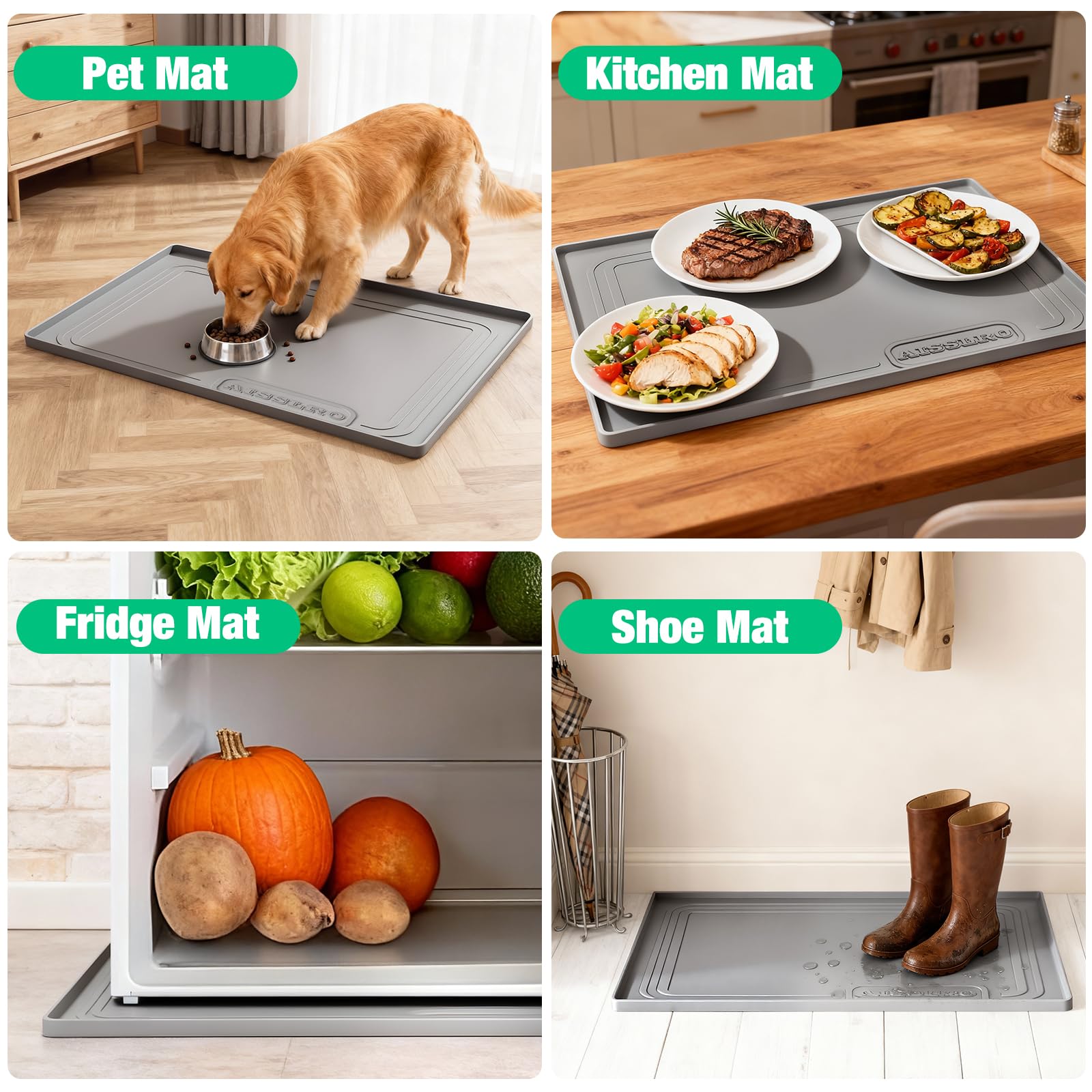 Aisslro refrigerator mat protects shelves from leaks.