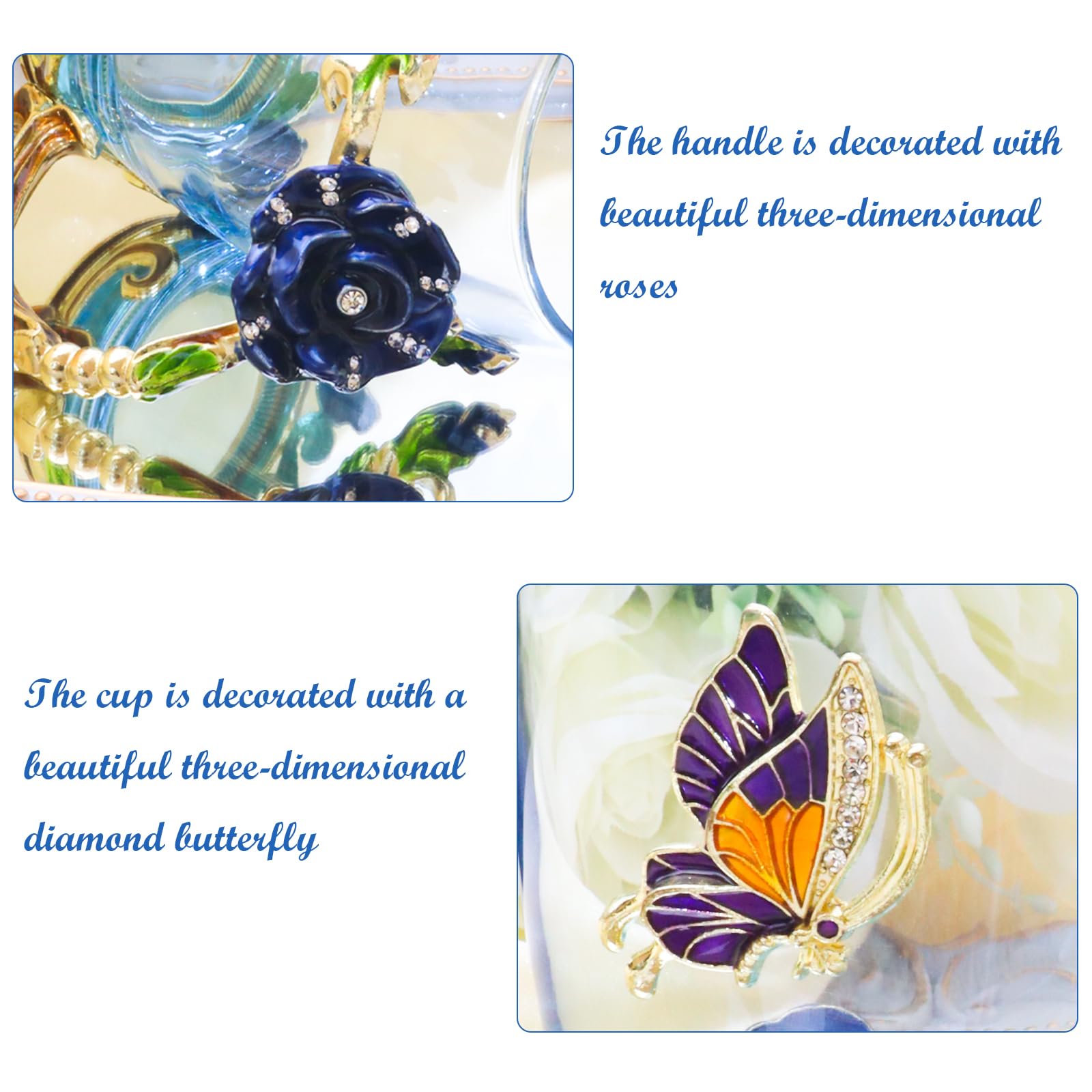 AISVELDY rose 3D design glass mug adds charm to any table or display.