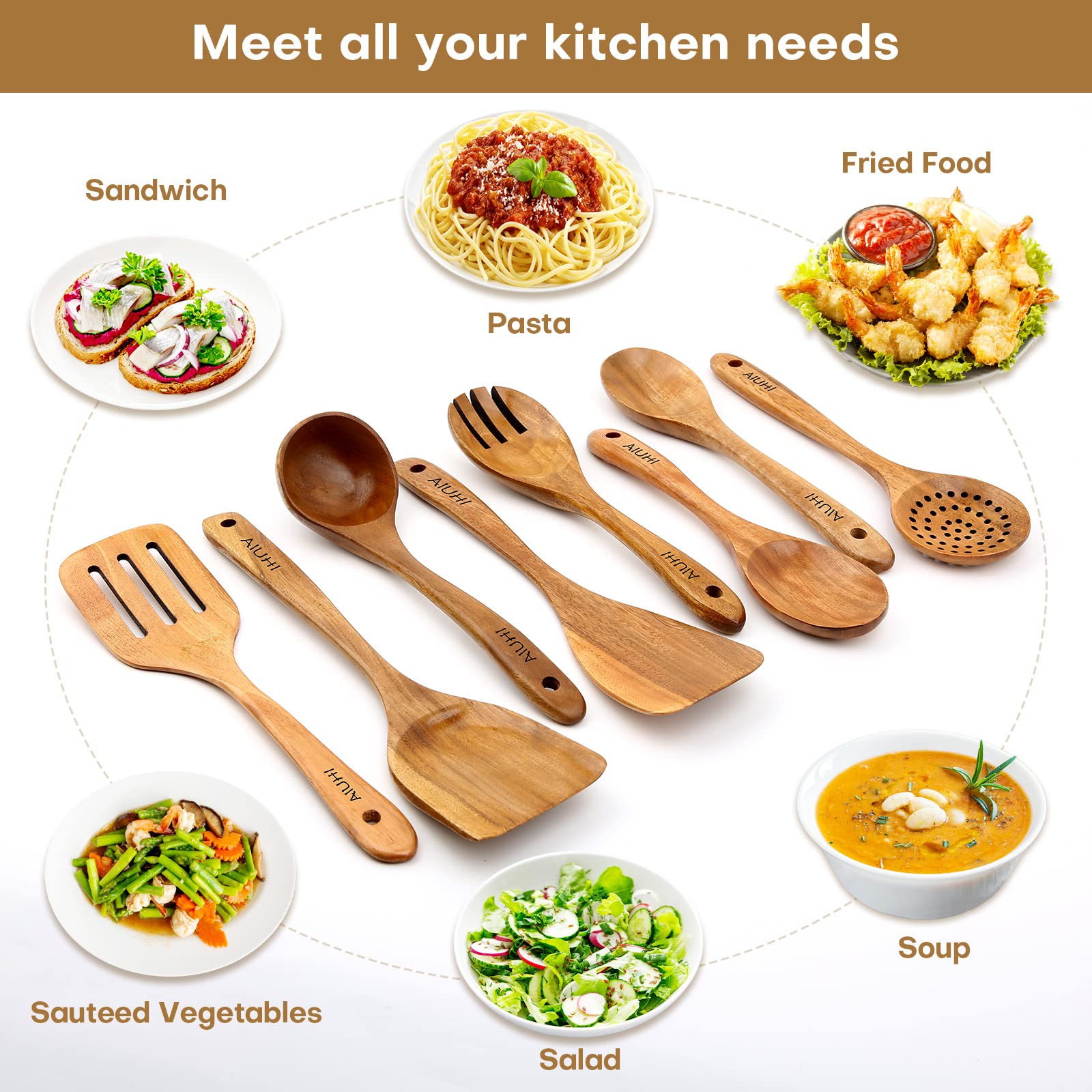AIUHI eco-friendly kitchen utensils reduce toxins during cooking.
