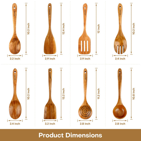AIUHI wooden utensils highlighting natural grain and durable construction.