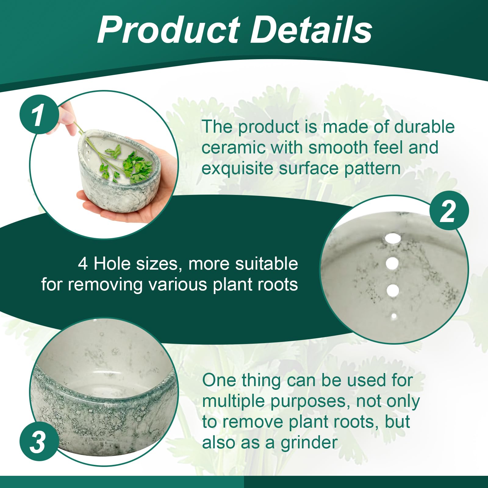 Aiuulu Herb Stripper Bowl in use peeling rosemary; compact, precise tool for fresh prep.