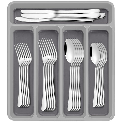 AIVIKI 60-piece silverware set with drawer organizer for everyday dining.