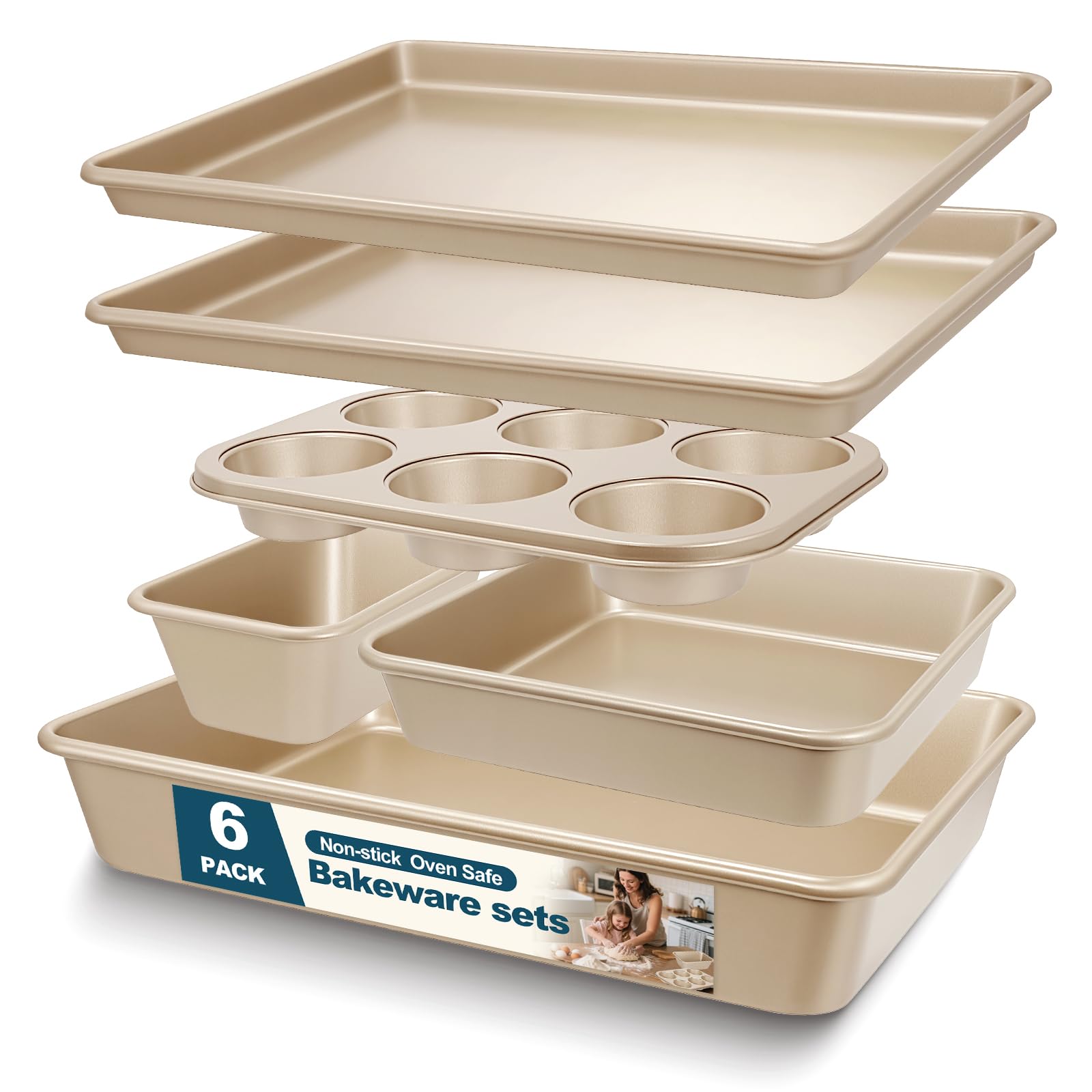 AIVIKI baking pans set cookie sheets for even heat and easy release