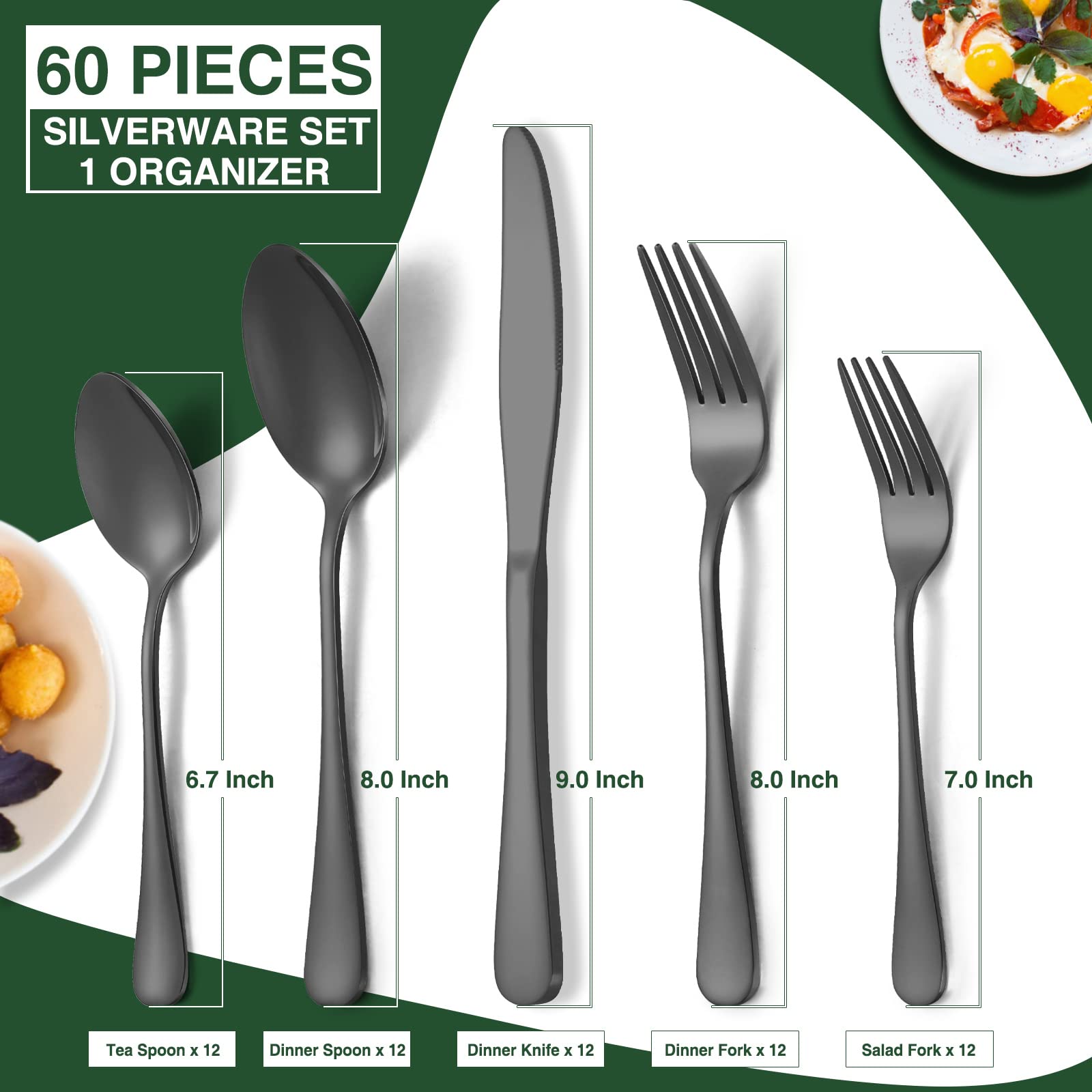 AIVIKI black dinner forks with durable 18/0 stainless steel