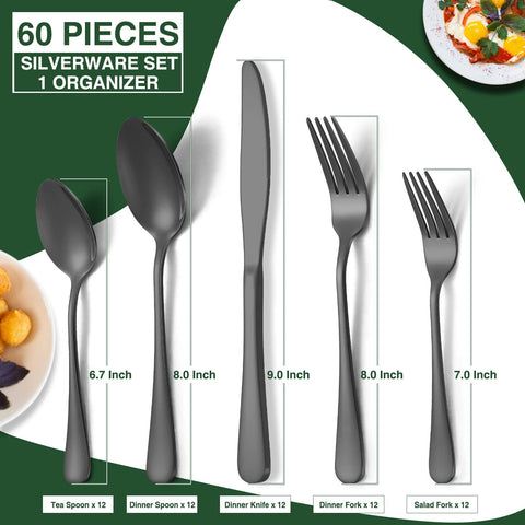 AIVIKI black dinner forks with durable 18/0 stainless steel
