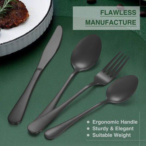 AIVIKI black dinner spoons with ergonomic, comfortable grip