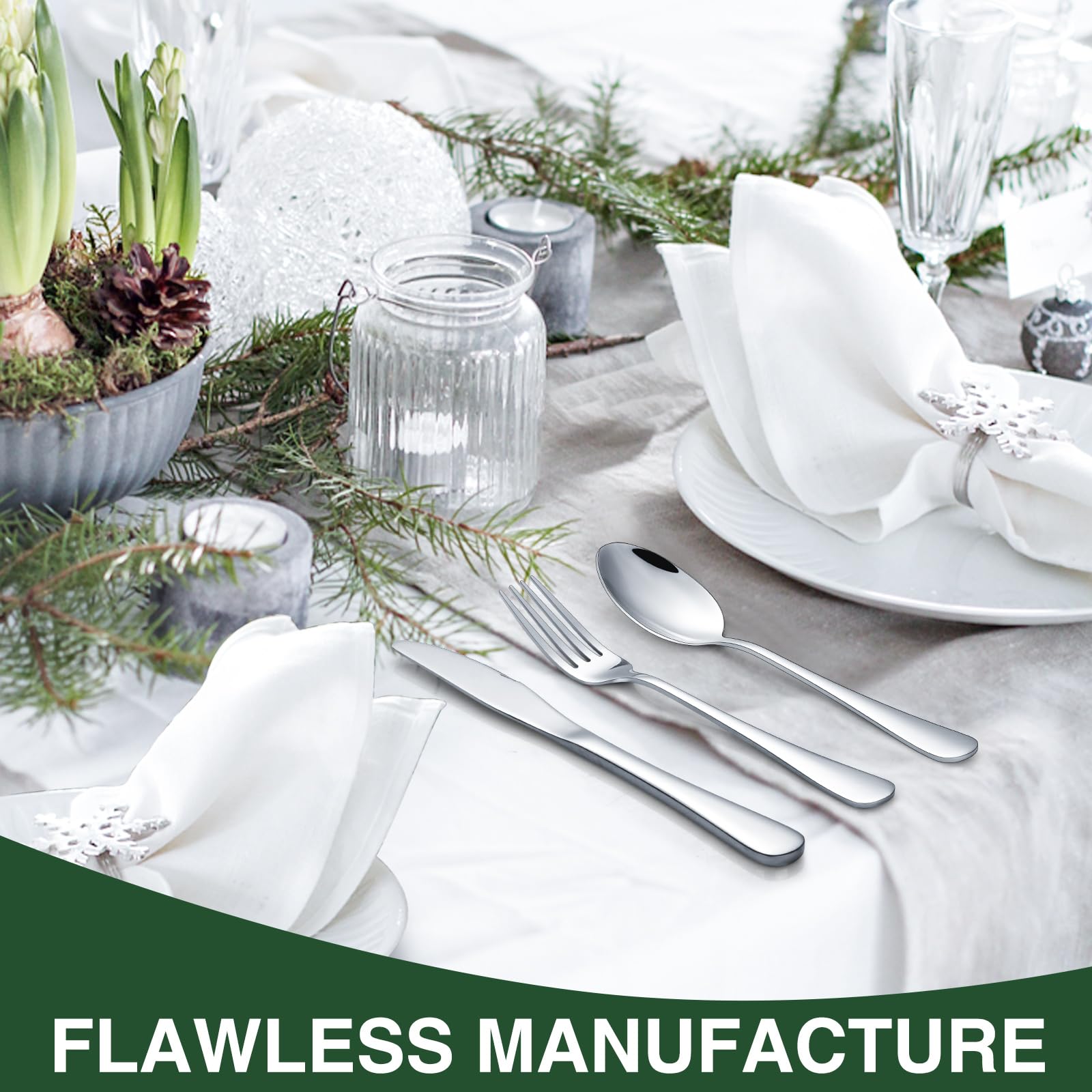 AIVIKI dishwasher-safe silverware for easy cleaning after meals.
