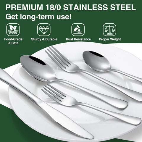 AIVIKI stainless steel flatware 18/0 for durable, rust-resistant meals.