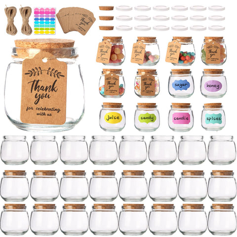 AIXIANG 16-set 7oz jars with cork lids showing their secure seal for wedding favors