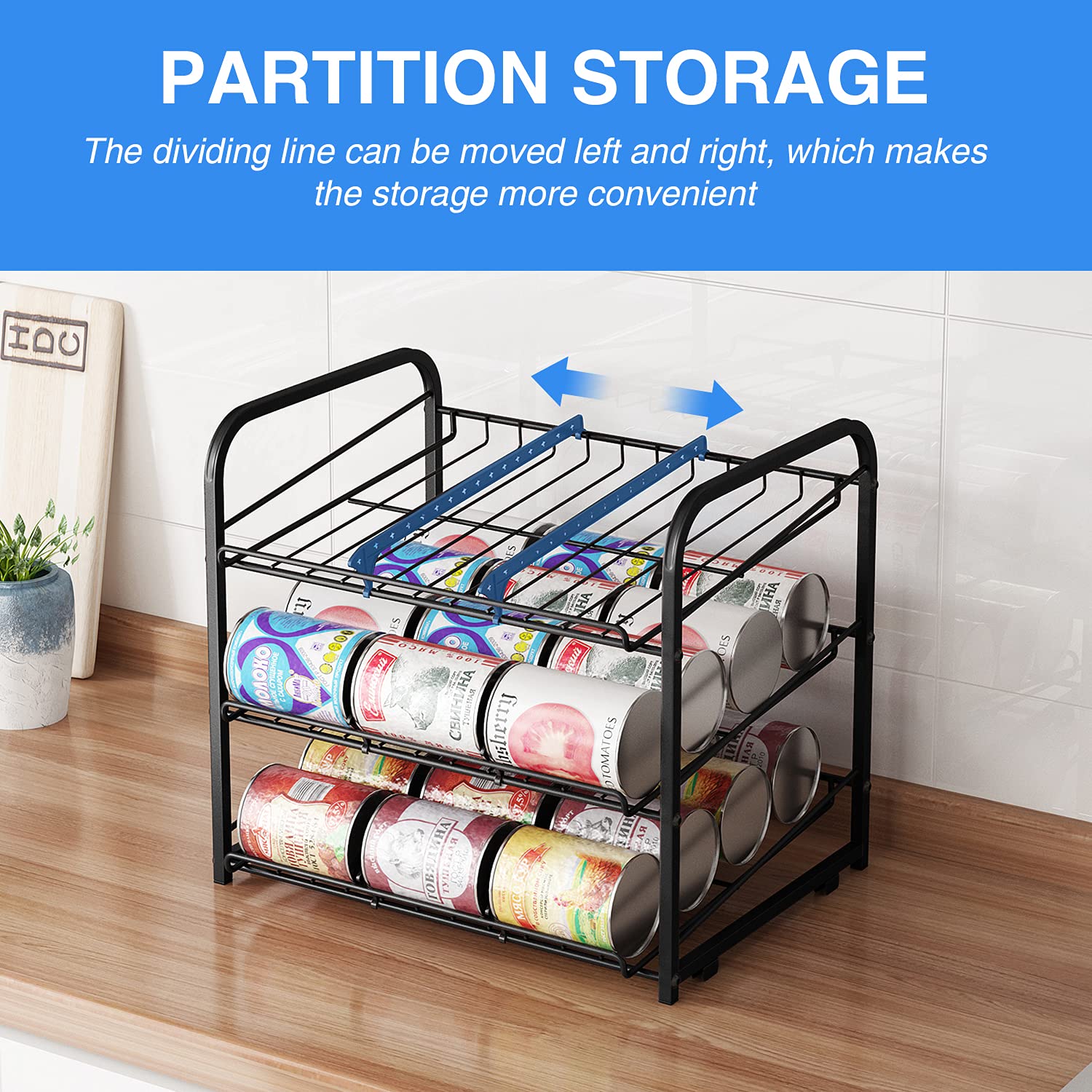 AIYAKA Can Rack loaded with 36 cans demonstrates high capacity.
