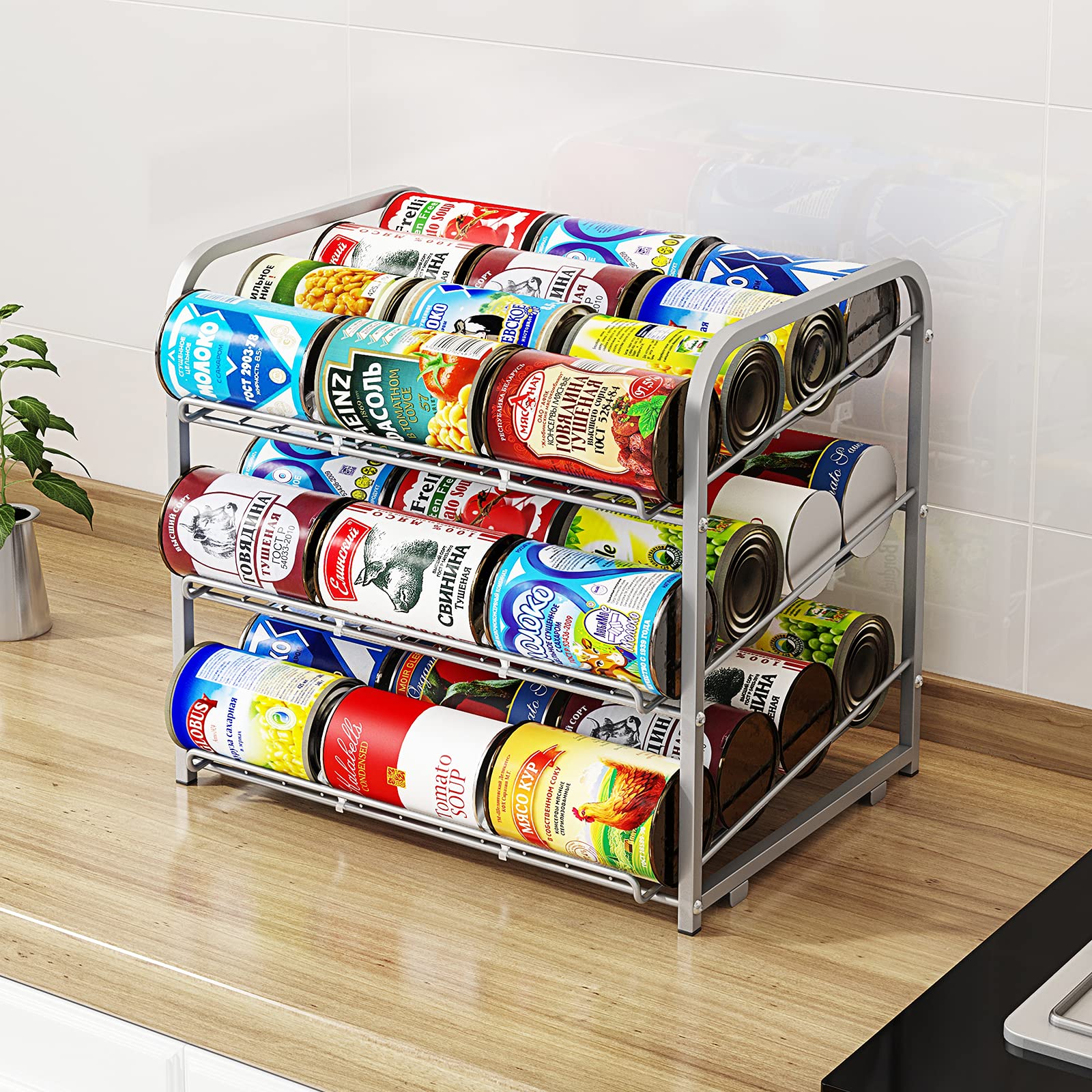 AIYAKA adjustable dividers customize compartments for different can sizes.