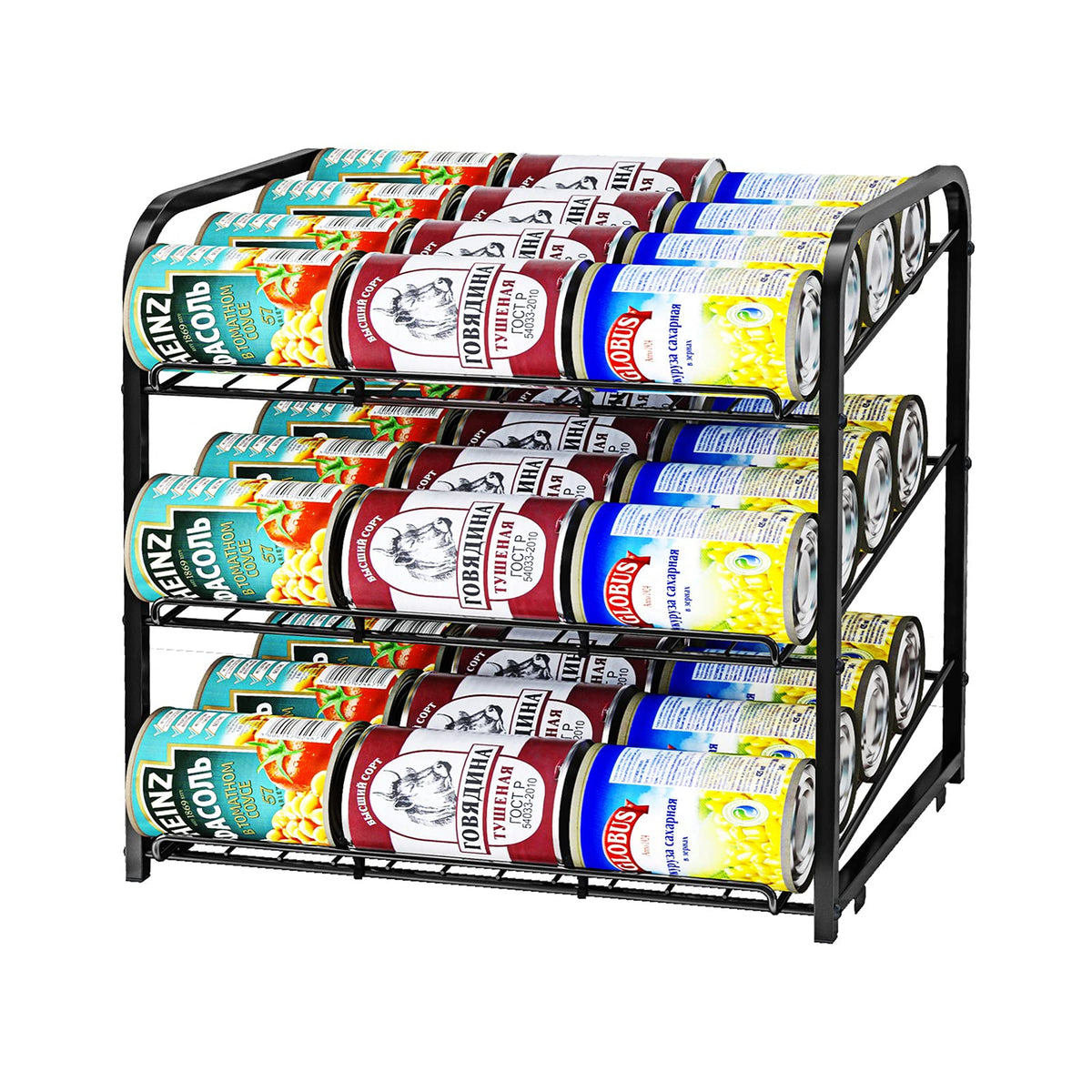 AIYAKA Can Rack front view demonstrates quick access to neatly stored cans.