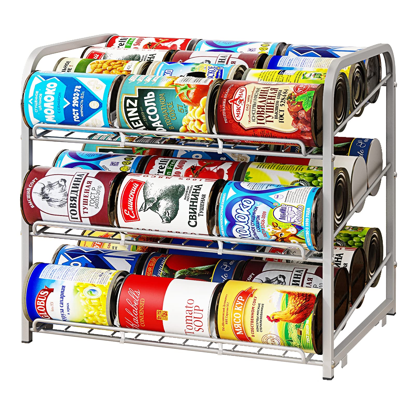 AIYAKA can rack organizer tilt for easy front access to cans.