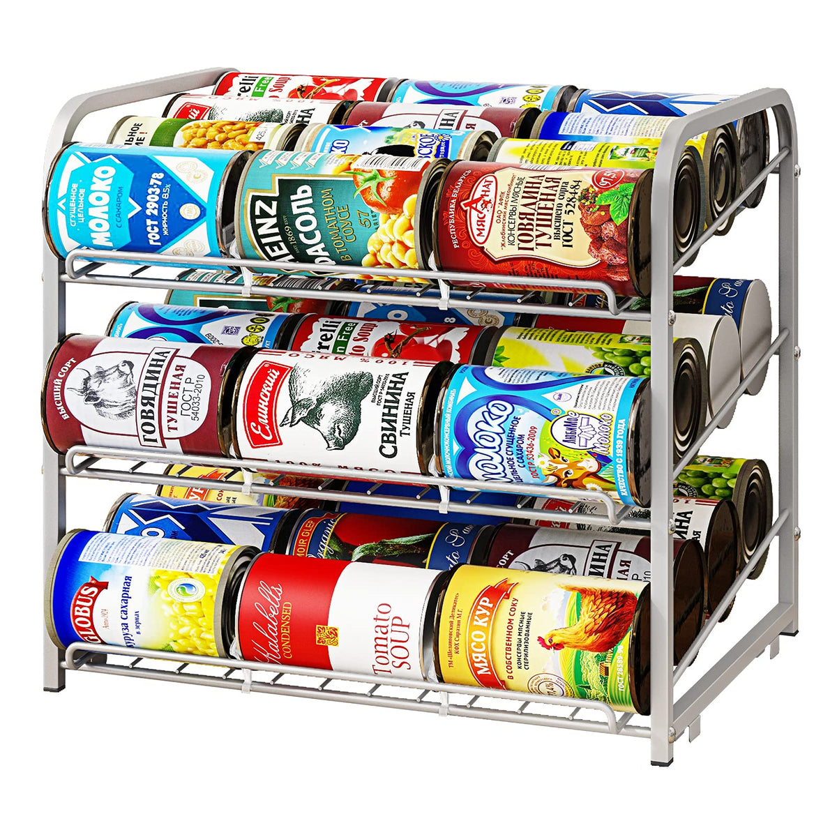 AIYAKA can rack organizer tilt for easy front access to cans.