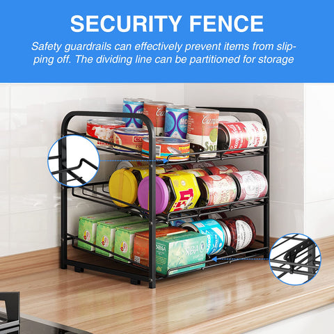 AIYAKA Can Rack in pantry shows convenient storage for groceries.