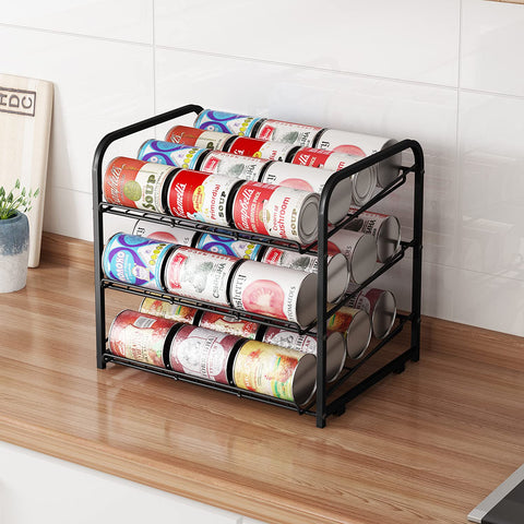 AIYAKA Can Rack top view reveals three-tier stacked organization.