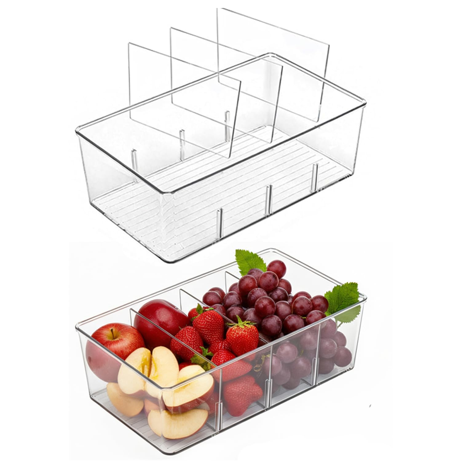 AIYULONG 2-pack pantry organizers in clear bin provide quick access to snacks and packets.