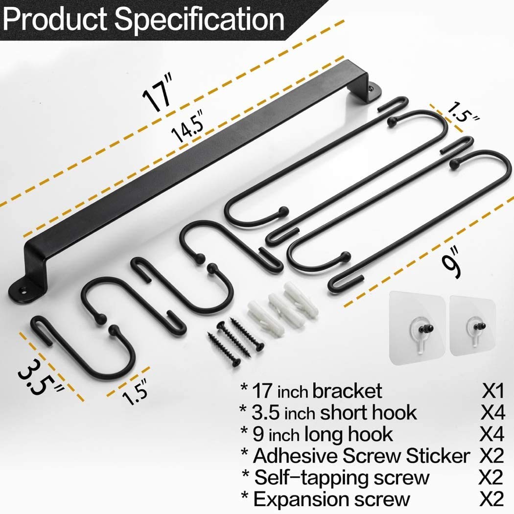 AJART wall-mounted mug rack installation with screws and stickers