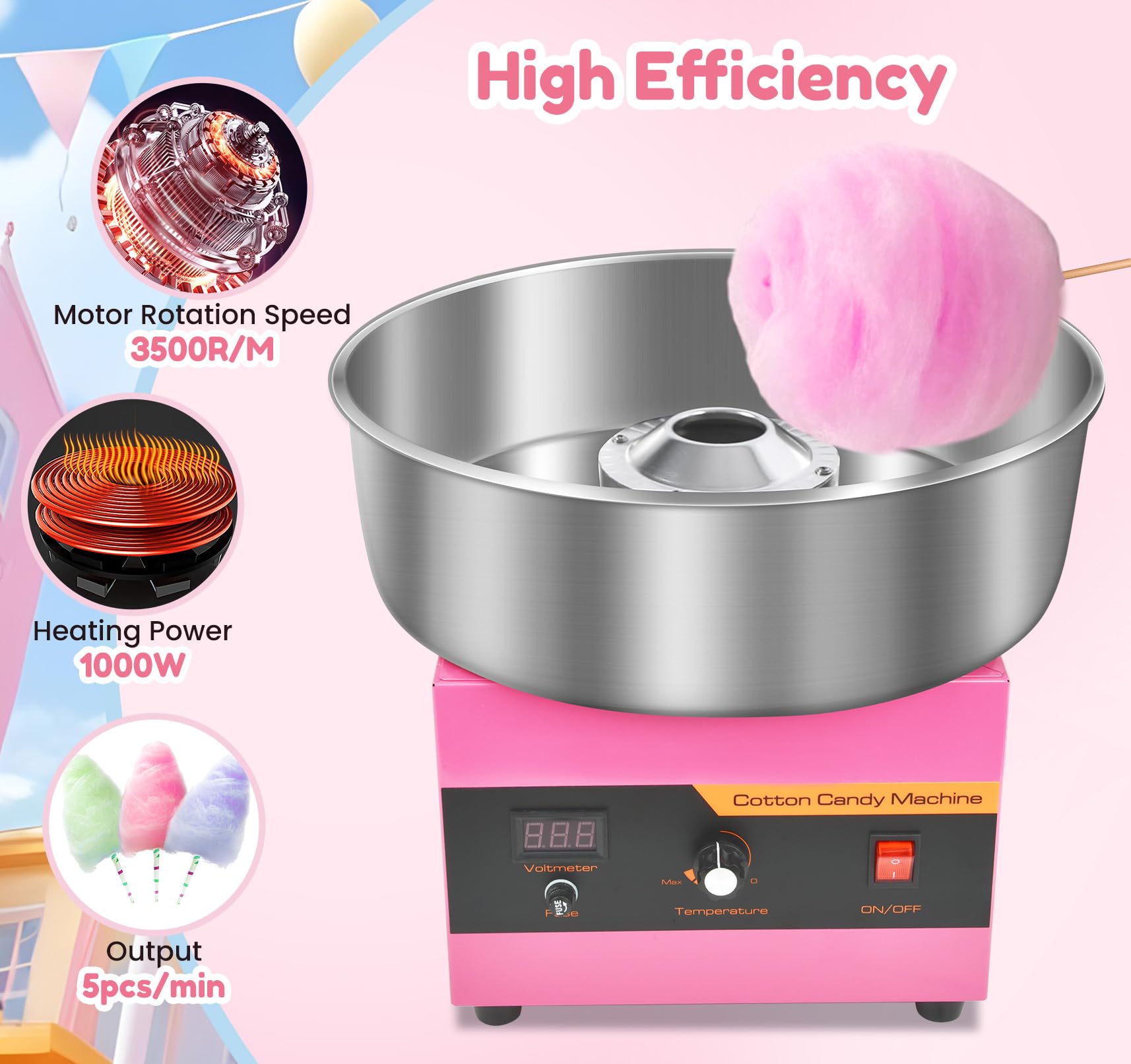 Ajgvq cotton candy machine 1000W heating unit ready for events.