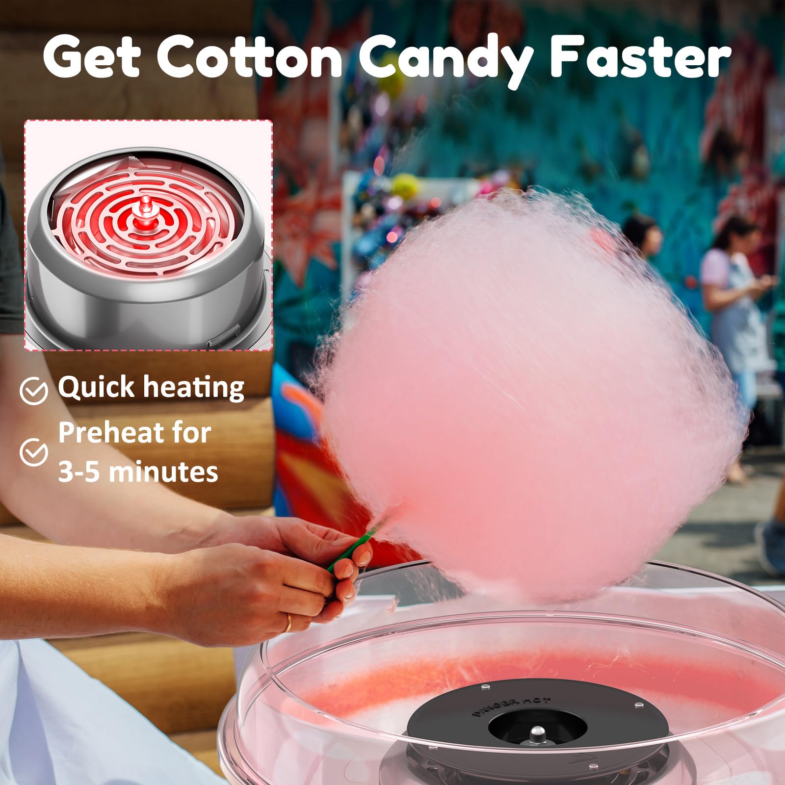 Ajgvq cotton candy machine detachable bowl for easy cleaning
