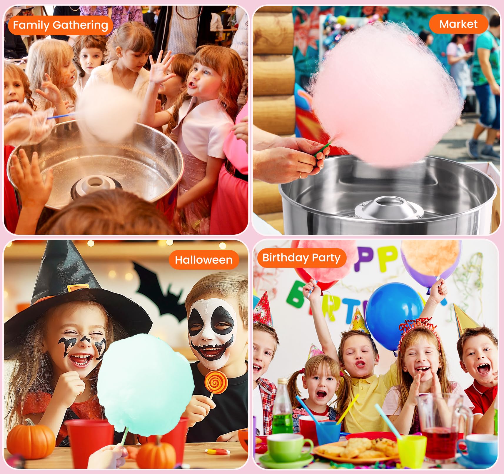 Ajgvq cotton candy machine fluffy cotton candy ready for parties.