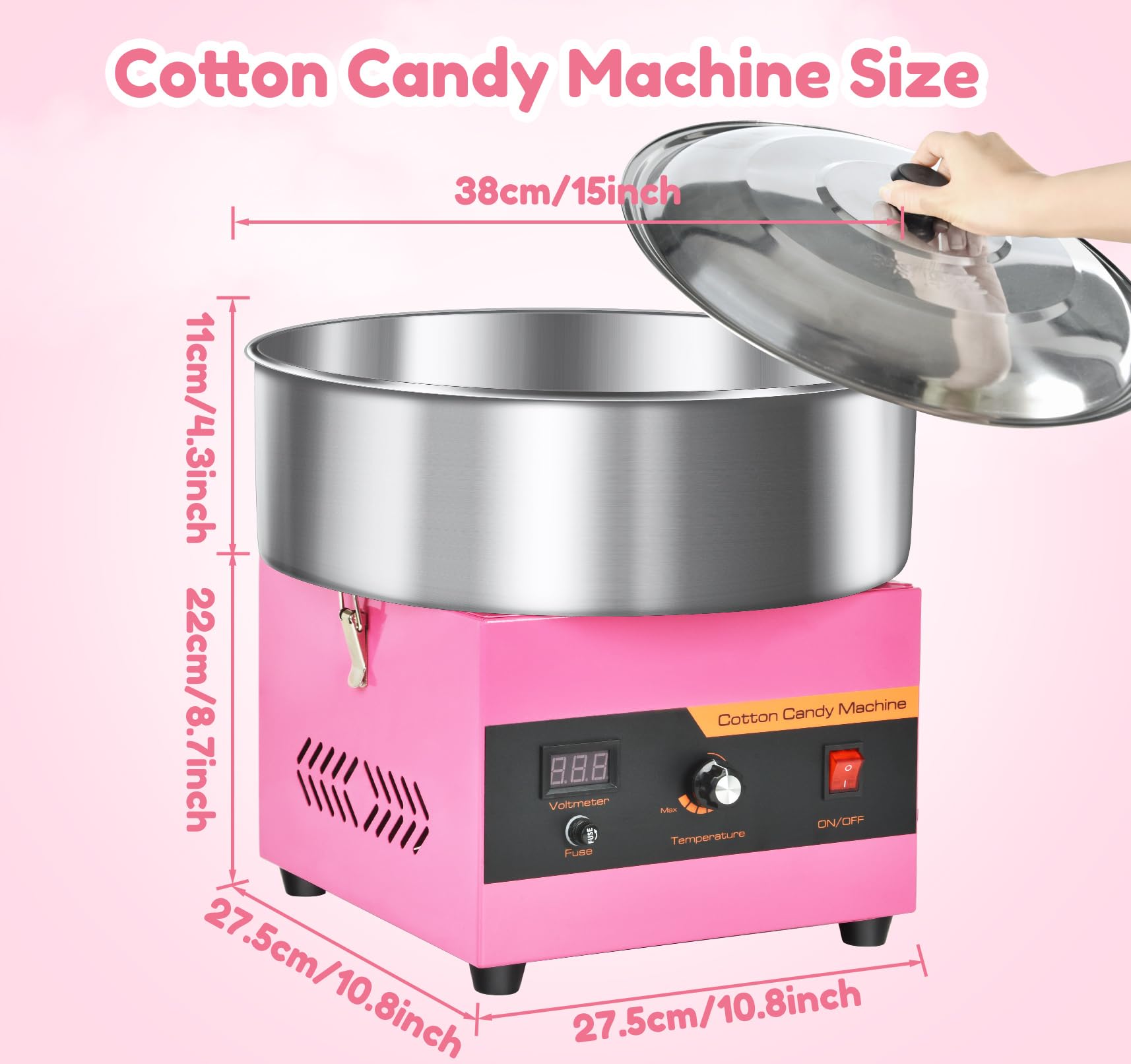 Ajgvq cotton candy machine ideal for birthdays and carnivals.