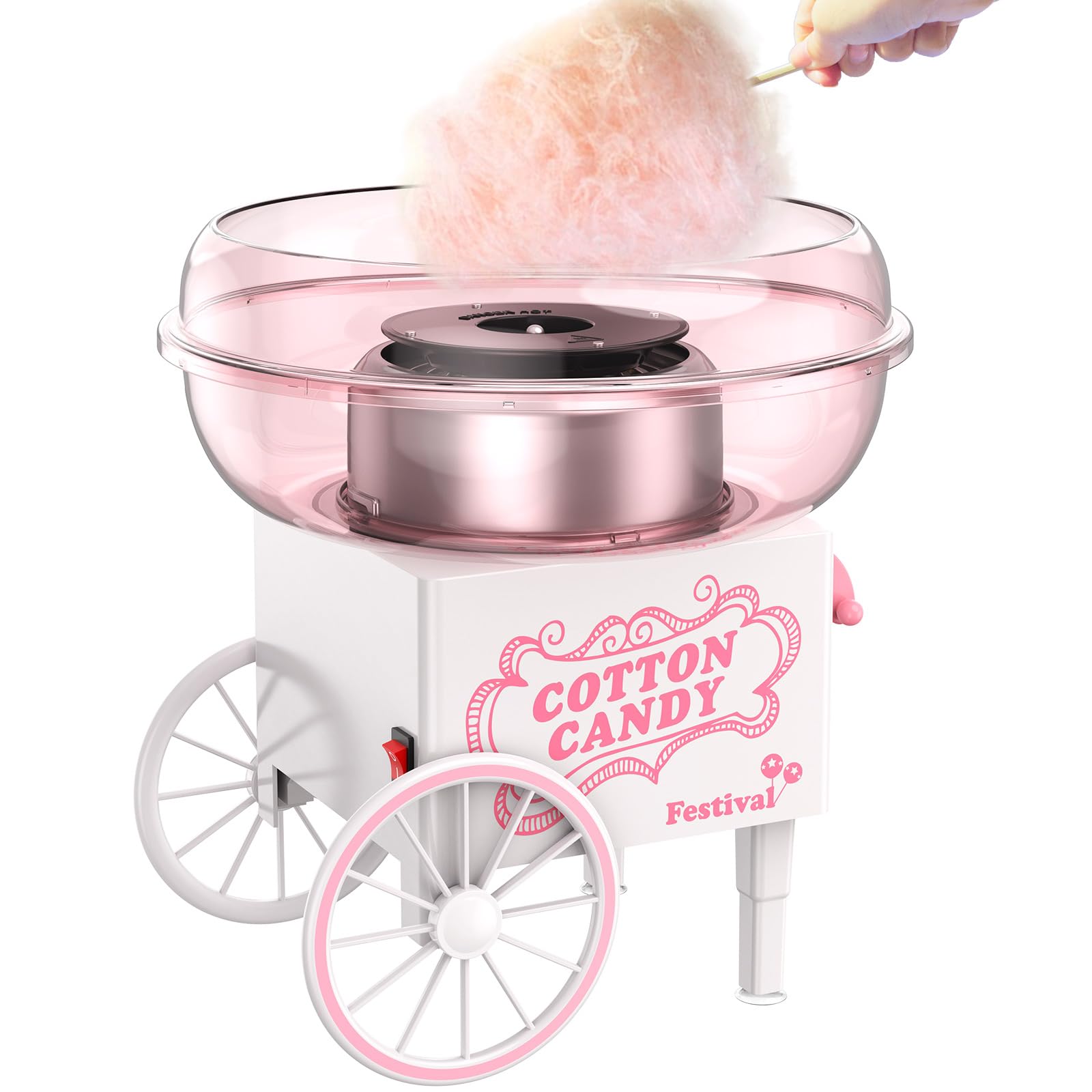 Ajgvq cotton candy machine front view compact pink design for home use