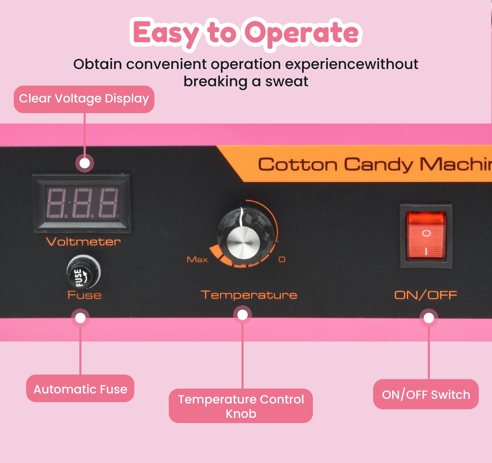 Ajgvq cotton candy machine stainless steel bowl detachable for easy cleaning.