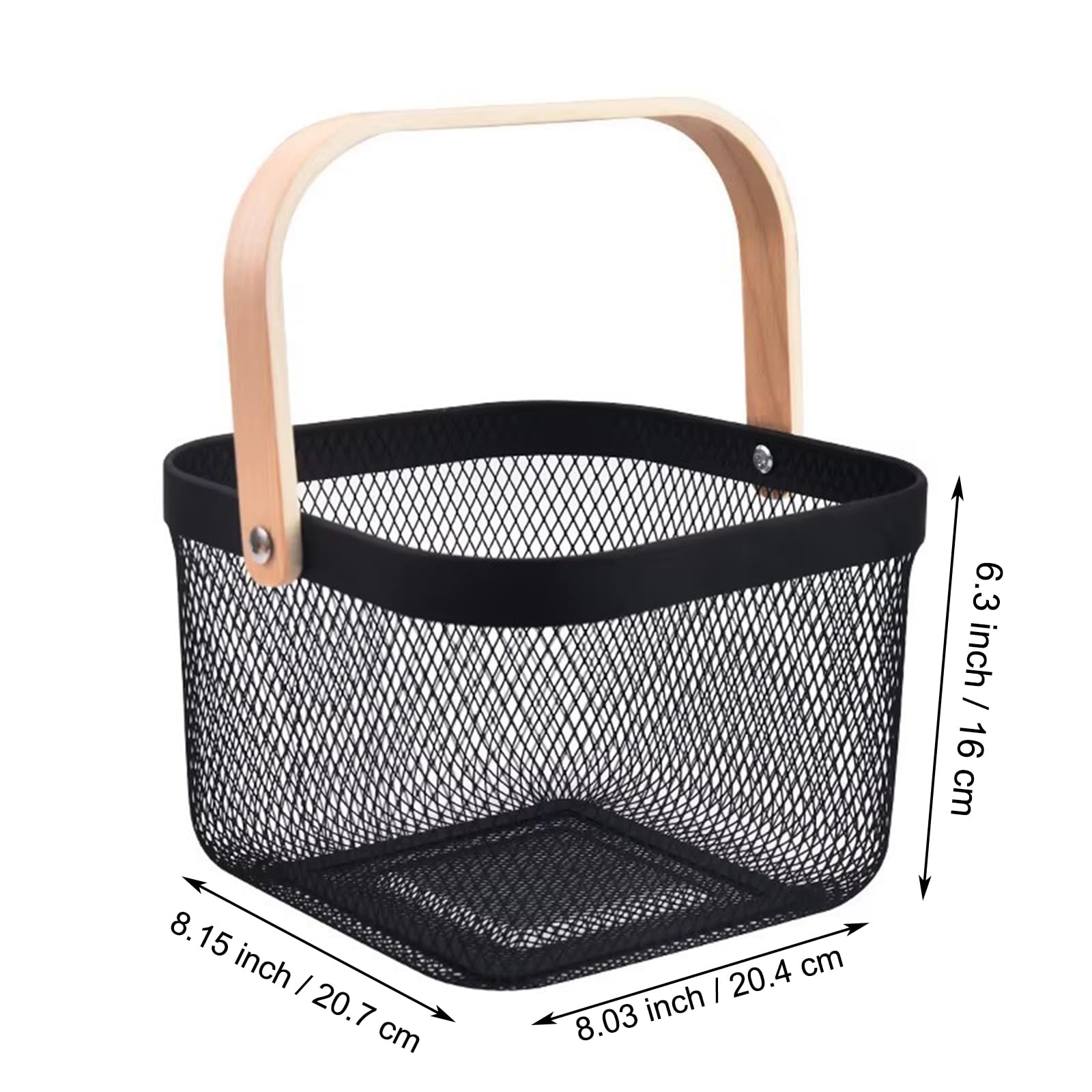 AJIODA folding wooden-handle basket showcased for easy portability.