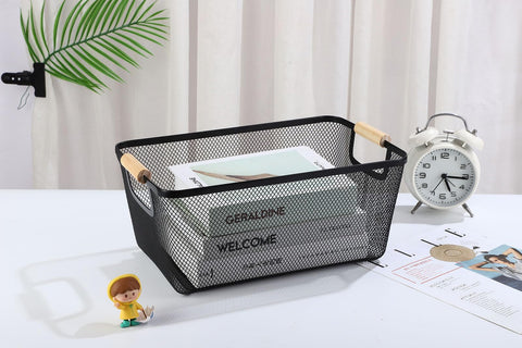 AJIODA mesh organizer on desk or counter for small items and decor