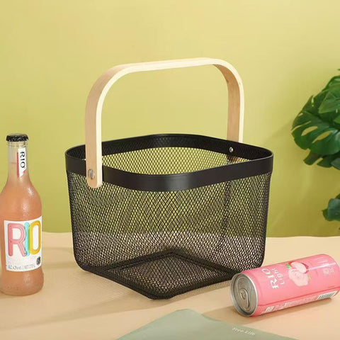 AJIODA small steel basket with compact dimensions for desktop organization.