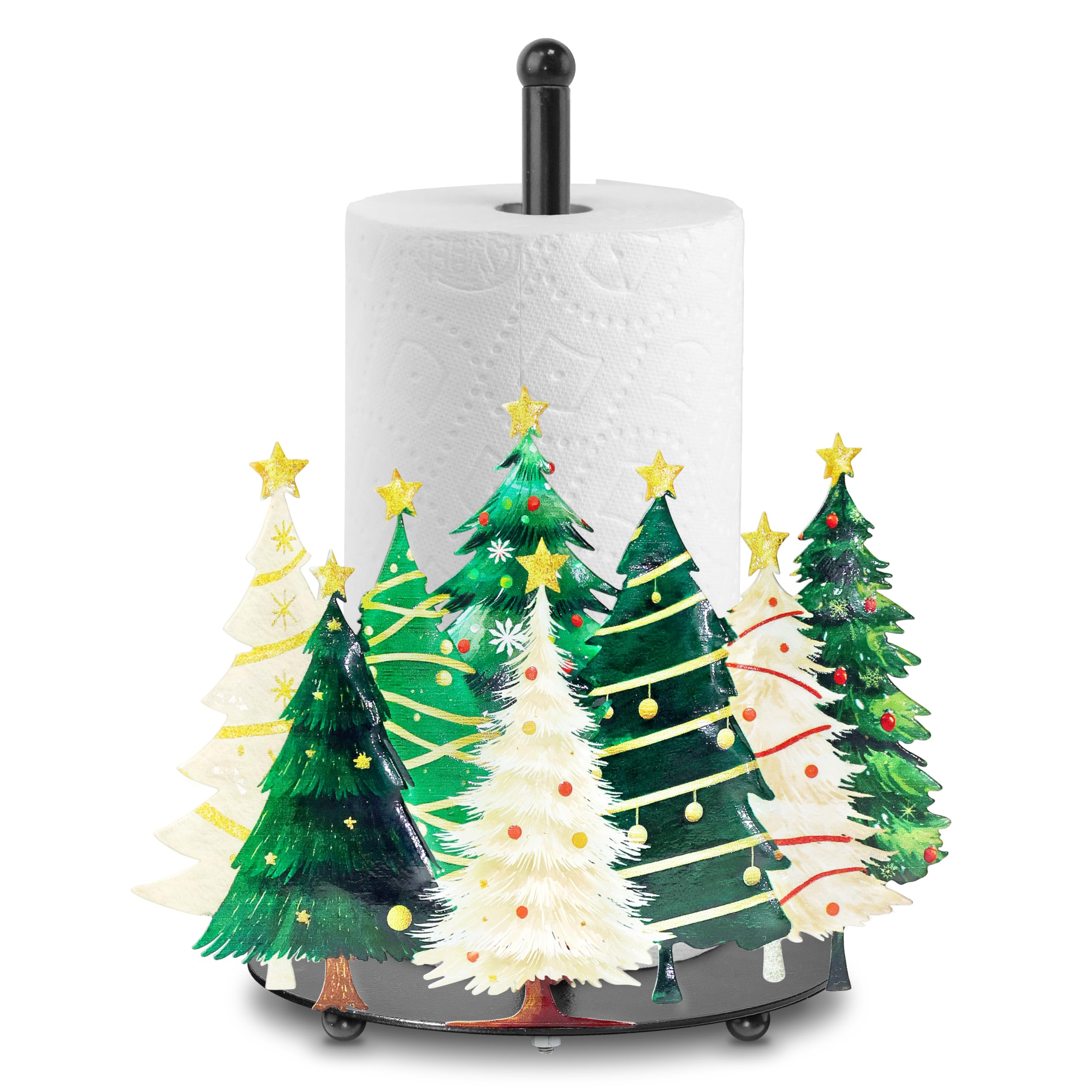 Ajiusmm Christmas Tree Paper Towel Holder on countertop adds festive organization.