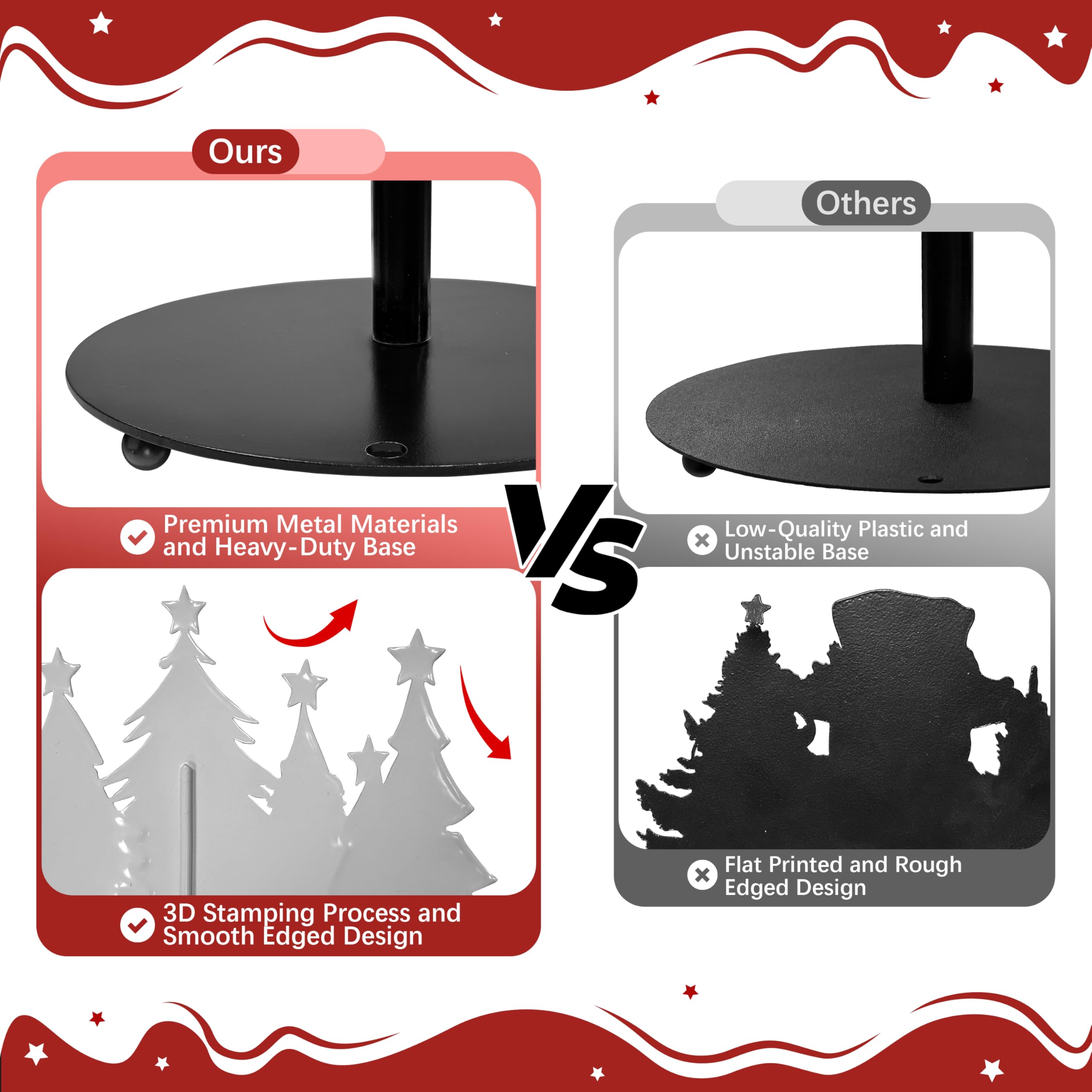Decorative Christmas tree accents on the Ajiusmm towel stand enhance ambiance.