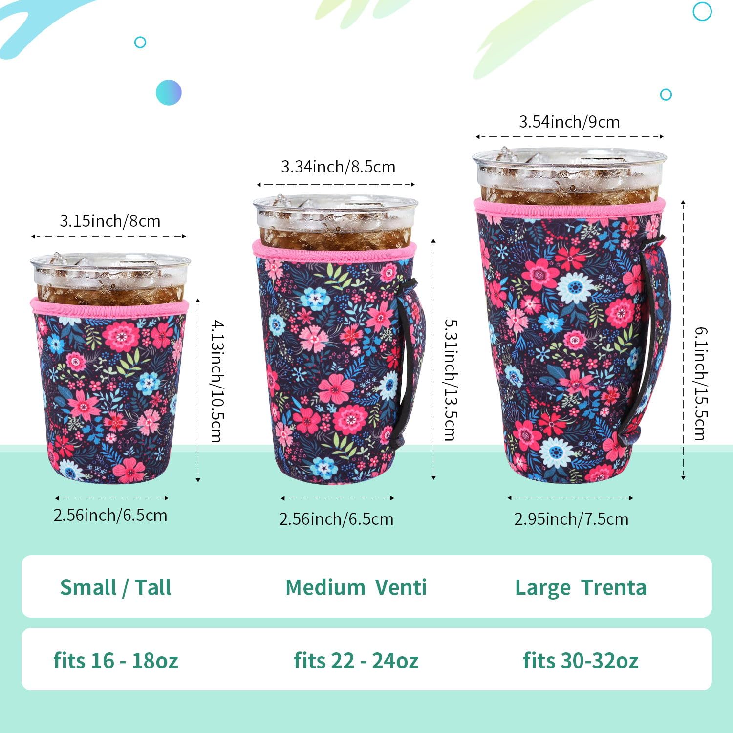 AJLTPA Flower Meadow neoprene sleeve with handle for easy grip
