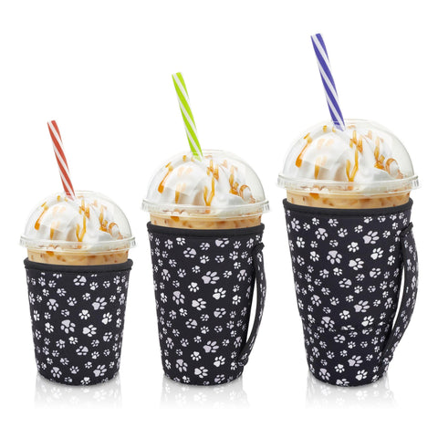 AJLTPA iced coffee sleeve with handle improves grip on cups and prevents spills.