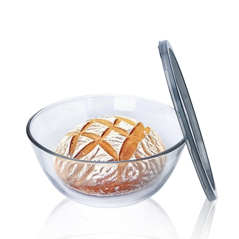 Ajrwiiy 4-7 quart glass bowl for sourdough, ready for fermentation and mixing.