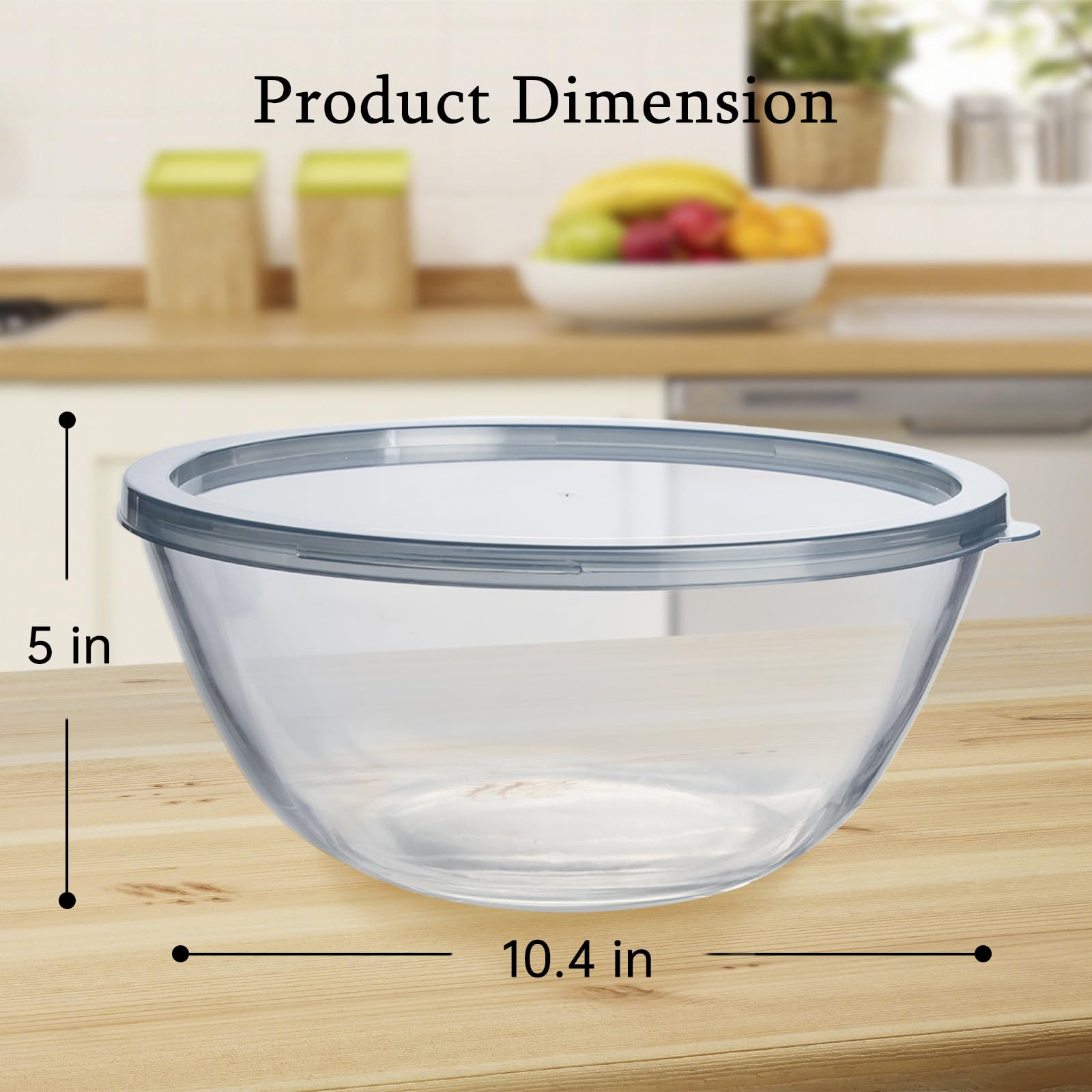 Ajrwiiy kitchen-friendly bowl fits on counters and shelves.