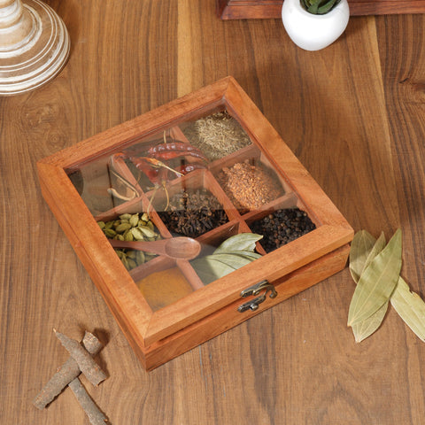 Ajuny masala dabba with nine compartments keeps spices organized and flavorful.