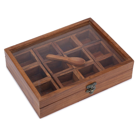 Included wooden spoon fits neatly in the box for precise scooping