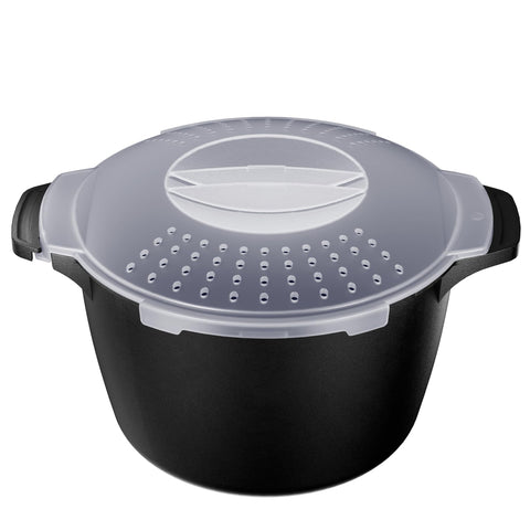 AJXX large microwave steamer 2qt with lid closed for spill-free cooking