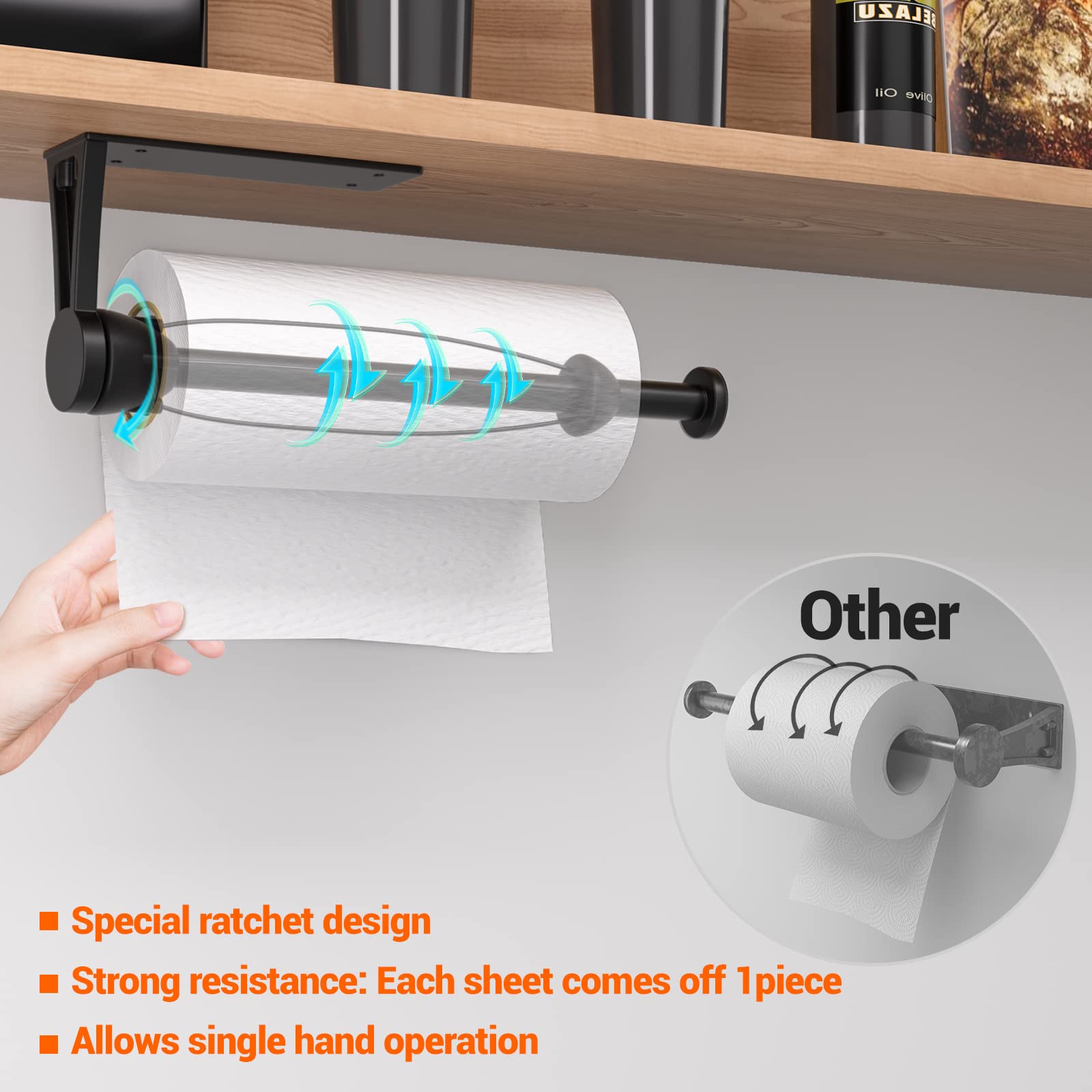 AKAAYUKO wall mount paper towel holder shows installation options for versatile placement