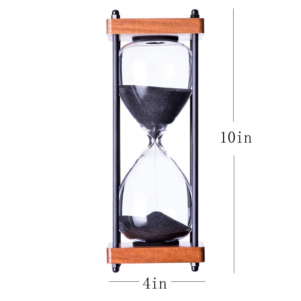 60-minute timer sandglass ideal for cooking, meetings, or workouts in a stylish black frame
