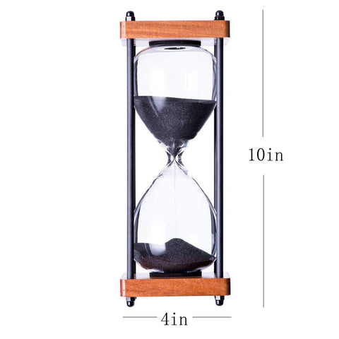 60-minute timer sandglass ideal for cooking, meetings, or workouts in a stylish black frame