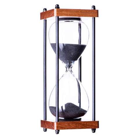 Decorative wooden hourglass by AKAKA MUNING for study sessions and timed games