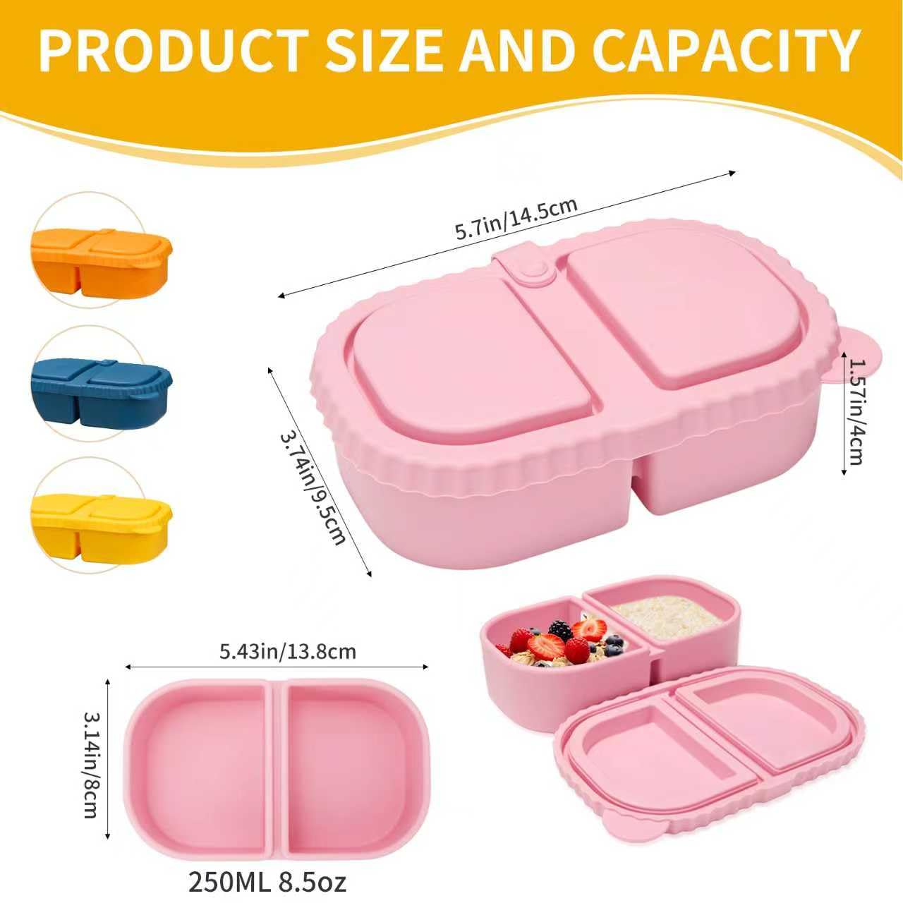 AKGGBOOOM two-compartment bento design keeps foods separated for balanced meals