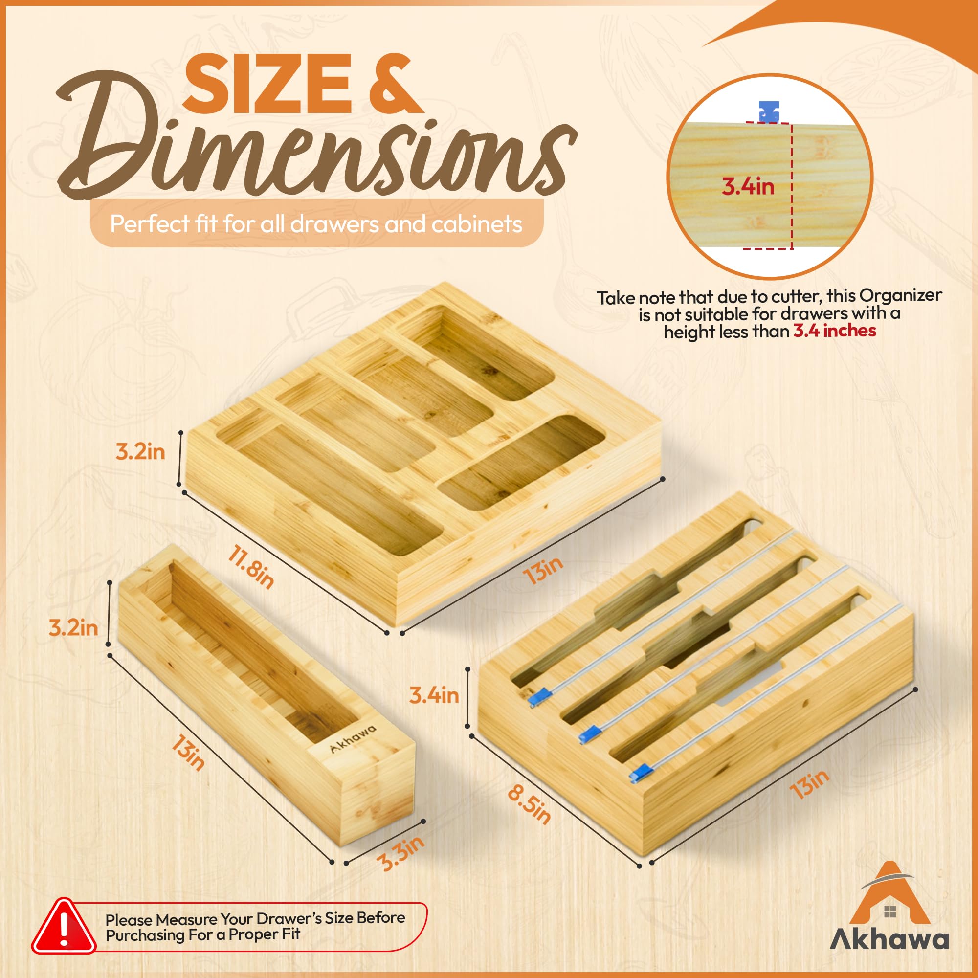 Akhawa bamboo drawer organizer adds durable, eco-friendly style to kitchen storage.