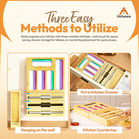 A built-in cutter for foil, plastic wrap, and wax paper in one Akhawa unit.